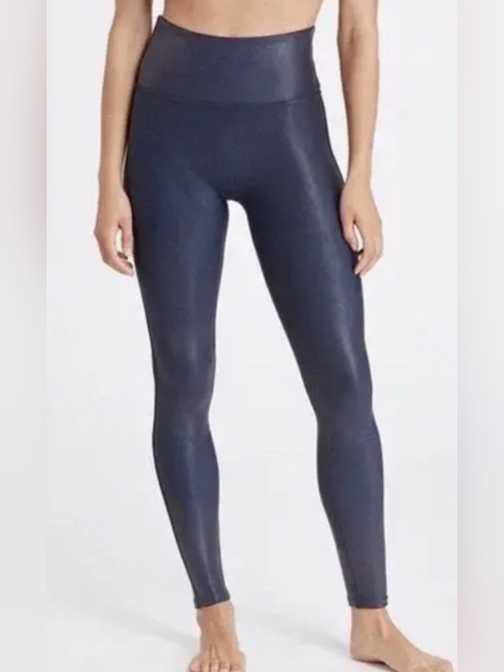 NWT Spanx Faux Leather Leggings in Night Navy Size L